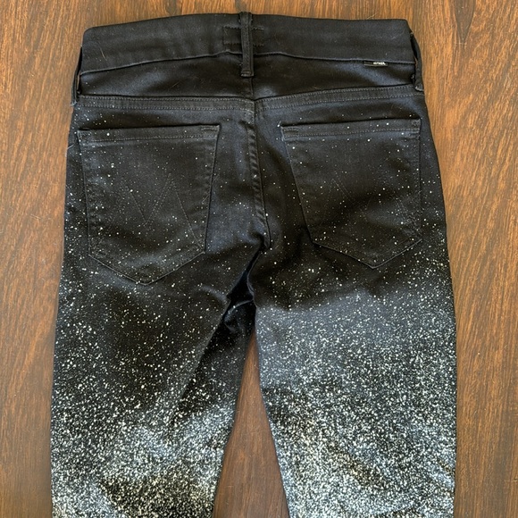 Mother black denim pants w/ white paint splatter - Picture 3 of 4